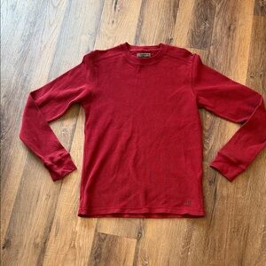 Abercrombie & Fitch muscle Y2K Red Long Sleeve Crewneck waffle knit size S